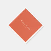 Eenvoudige Script Zonsondergang Oranje Bruiloft Servet (Hoek)