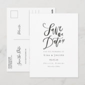 Eenvoudige Script Zwart en Wit Save the Date Briefkaart (Voorkant / Achterkant)
