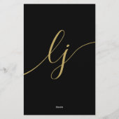 Eenvoudige script zwart goud gepersonaliseerde bri briefpapier (Achterkant)