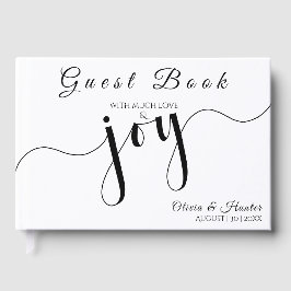 Eenvoudige, script, zwart-wit bruiloft gastenboek