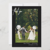 Eenvoudige Script Zwarte Foto Moderne Bedankkaart (Voorkant)