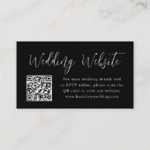 Eenvoudige Script Zwarte Trouwwebsite QR-code Informatiekaartje (Voorkant)
