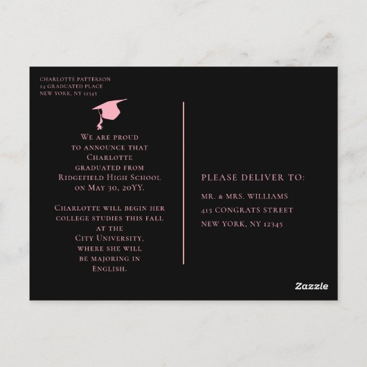 Eenvoudige scriptaankondiging van multi-foto-Afstu Briefkaart (Achterkant)