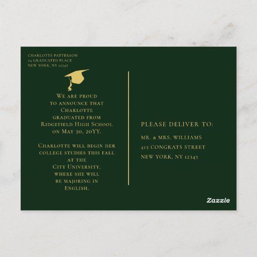 Eenvoudige scriptaankondiging van multi-foto-Afstu Briefkaart (Achterkant)