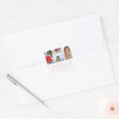 Eenvoudige scriptaankondiging van multi-foto-Afstu Vierkante Sticker (Envelop)