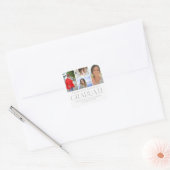 Eenvoudige scriptaankondiging van multi-foto-Afstu Vierkante Sticker (Envelop)