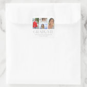 Eenvoudige scriptaankondiging van multi-foto-Afstu Vierkante Sticker (Tas)