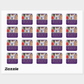 Eenvoudige scriptaankondiging van multi-foto-Afstu Vierkante Sticker (Vel)