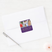 Eenvoudige scriptaankondiging van multi-foto-Afstu Vierkante Sticker (Envelop)