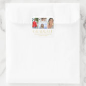 Eenvoudige scriptaankondiging van multi-foto-Afstu Vierkante Sticker (Tas)