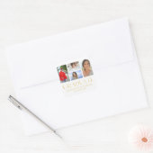 Eenvoudige scriptaankondiging van multi-foto-Afstu Vierkante Sticker (Envelop)