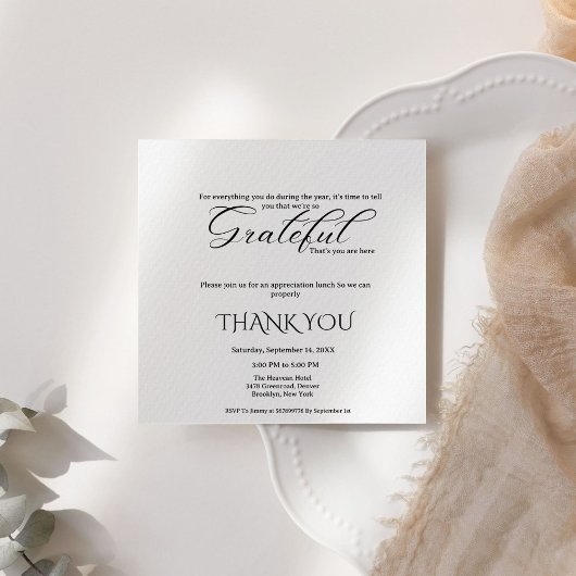 Eenvoudige scriptappreciatie party, dankbare party kaart