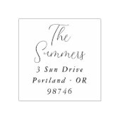 Eenvoudige scriptbelettering Familienaam Retouradr Rubberstempel (Afrduk)