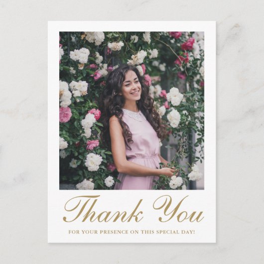 Eenvoudige scriptbevestiging Cross Photo Bedankt Briefkaart (Voorkant)