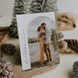 eenvoudige scriptboogvakantieaankondiging bedankkaart