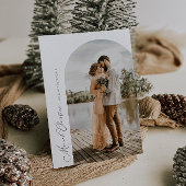 eenvoudige scriptboogvakantieaankondiging bedankkaart