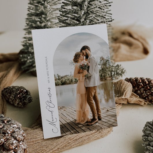 eenvoudige scriptboogvakantieaankondiging bedankkaart