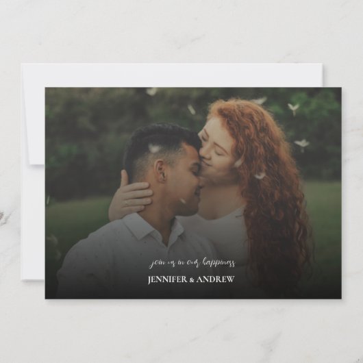 Eenvoudige scriptfoto | Ontvangst bruiloft uitnodi Kaart (Achterkant)