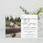 Eenvoudige scriptfoto | Ontvangst bruiloft uitnodi Kaart (Staand voorkant)