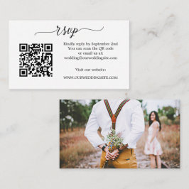 Eenvoudige scriptfoto QR-code voor bruiloft RSVP-b Informatiekaartje