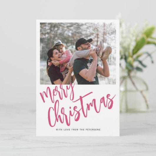 Eenvoudige scriptfoto voor prettig kerstfeest feestdagenkaart (Staand voorkant)