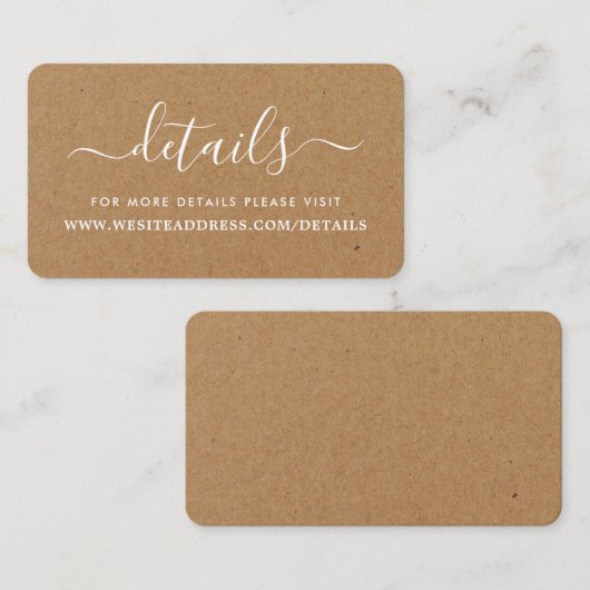 Eenvoudige scriptgegevens van de plattelandskarakt informatiekaartje (Voorkant / Achterkant)