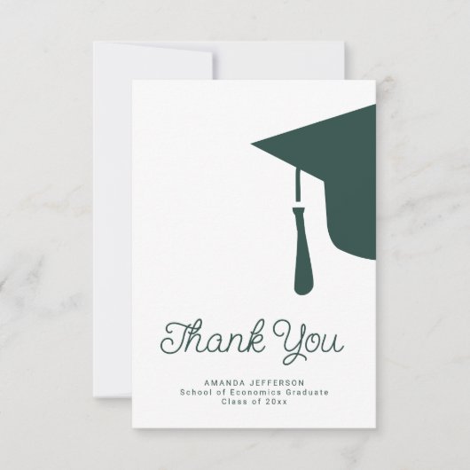 Eenvoudige scriptgraduatie-cap aangepast bedankkaart (Voorkant)