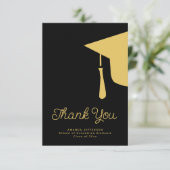 Eenvoudige scriptgraduatie-cap aangepast bedankkaart (Staand voorkant)