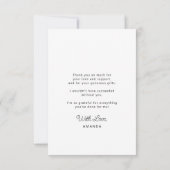 Eenvoudige scriptgraduatie-cap aangepast bedankkaart (Achterkant)