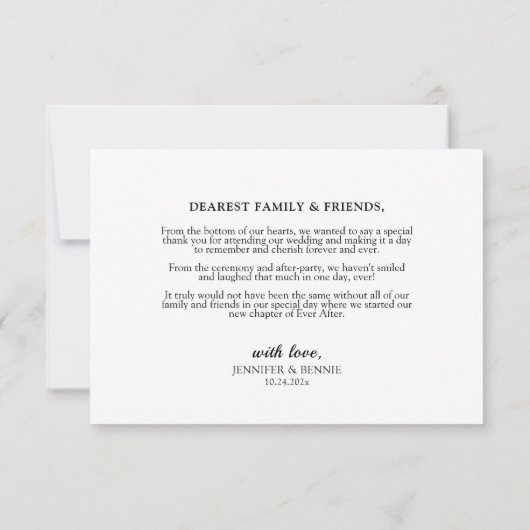 Eenvoudige scripthartfoto Mr en Mrs Wedding Bedankkaart (Achterkant)