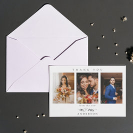 Eenvoudige scripthartfoto Mr en Mrs Wedding Bedankkaart