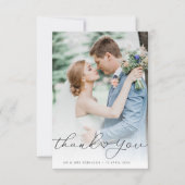 eenvoudige scriptharttrouwfoto bedankkaart (Voorkant)