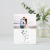 Eenvoudige scripthartweduwen Dank je foto Briefkaart (Staand voorkant)