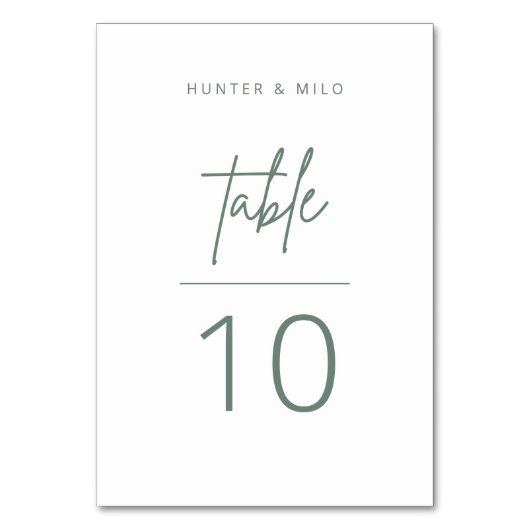 Eenvoudige scriptietabel Nummer Huwelijksreceptiek Kaart (Voorkant)