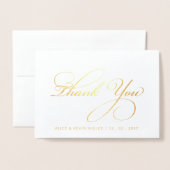 Eenvoudige scriptkalligrafie Foto bruiloft Harteli Folie Kaarten (Voorkant met envelop)