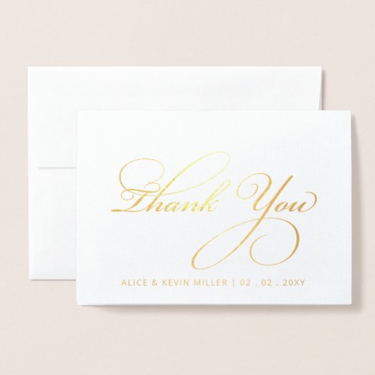 Eenvoudige scriptkalligrafie Foto bruiloft Harteli Folie Kaarten (Voorkant met envelop)