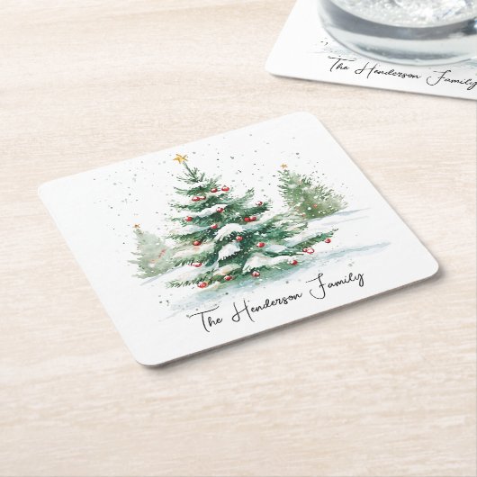 Eenvoudige scriptkerststructuur voor Waterverf Kartonnen Onderzetters (Schuin)