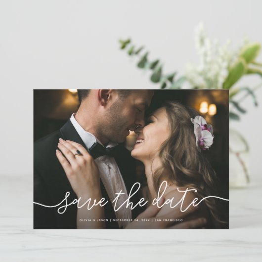 Eenvoudige scriptmarkering Terug | De foto bewaart Kaart (Staand voorkant)