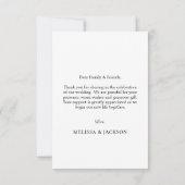 Eenvoudige scriptminimalistische bruiloft foto bedankkaart (Achterkant)