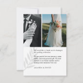 Eenvoudige scriptminimalistische bruiloft foto bedankkaart (Achterkant)