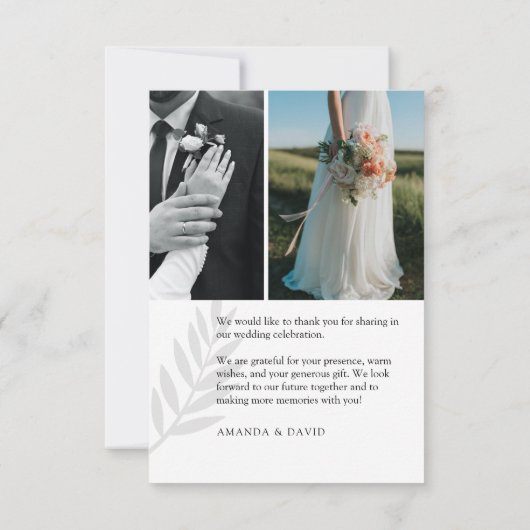 Eenvoudige scriptminimalistische bruiloft foto bedankkaart (Achterkant)