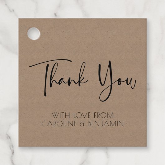 Eenvoudige scriptnaam bruin Kraft Paper Hartelijk  Bedankjes Labels (Voorkant)