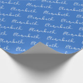 Eenvoudige scriptnaam Gepersonaliseerd Blauw Cadeaupapier (Hoek)