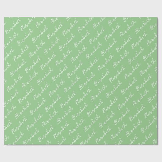 Eenvoudige scriptnaam gepersonaliseerd groen cadeaupapier (Vlak)