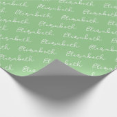 Eenvoudige scriptnaam gepersonaliseerd groen cadeaupapier (Hoek)