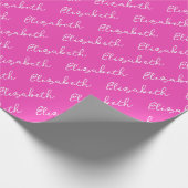 Eenvoudige scriptnaam gepersonaliseerd roze cadeaupapier (Hoek)