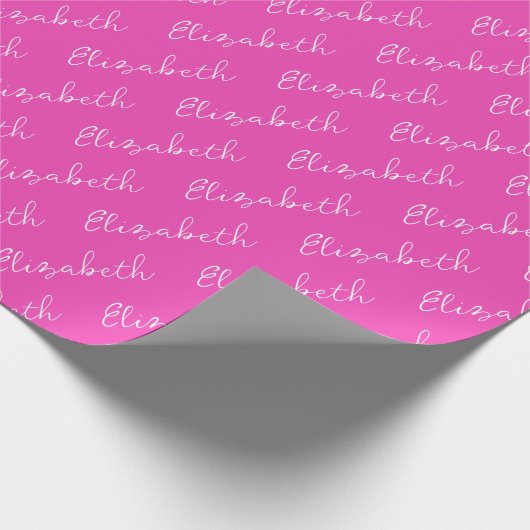 Eenvoudige scriptnaam gepersonaliseerd roze cadeaupapier (Hoek)