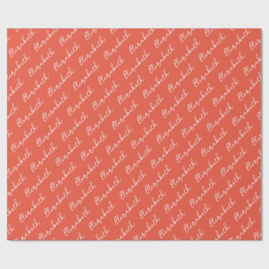 Eenvoudige scriptnaam gepersonaliseerd Sinaasappel Cadeaupapier (Vlak)