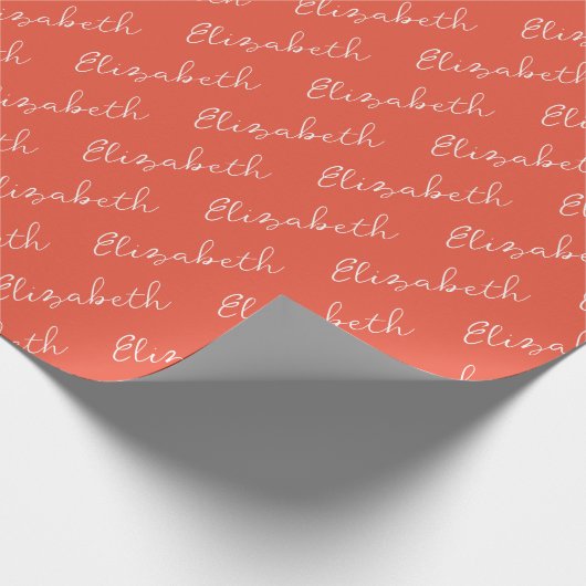 Eenvoudige scriptnaam gepersonaliseerd Sinaasappel Cadeaupapier (Hoek)