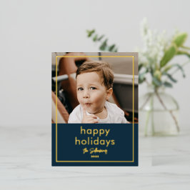 Eenvoudige scriptnaam Minimale foto Folie Feestdagen Briefkaart